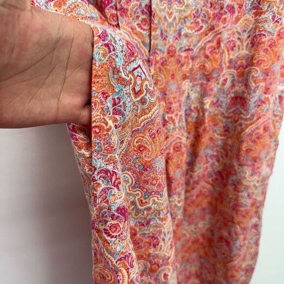 J. Jill Love Linen Women’s All Over Paisley Printed Sleeveless Midi Orange Pink - Picture 7 of 8